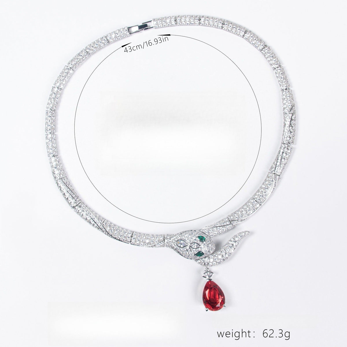 S925 Silver Snake-Shaped Cubic Zirconia Necklace