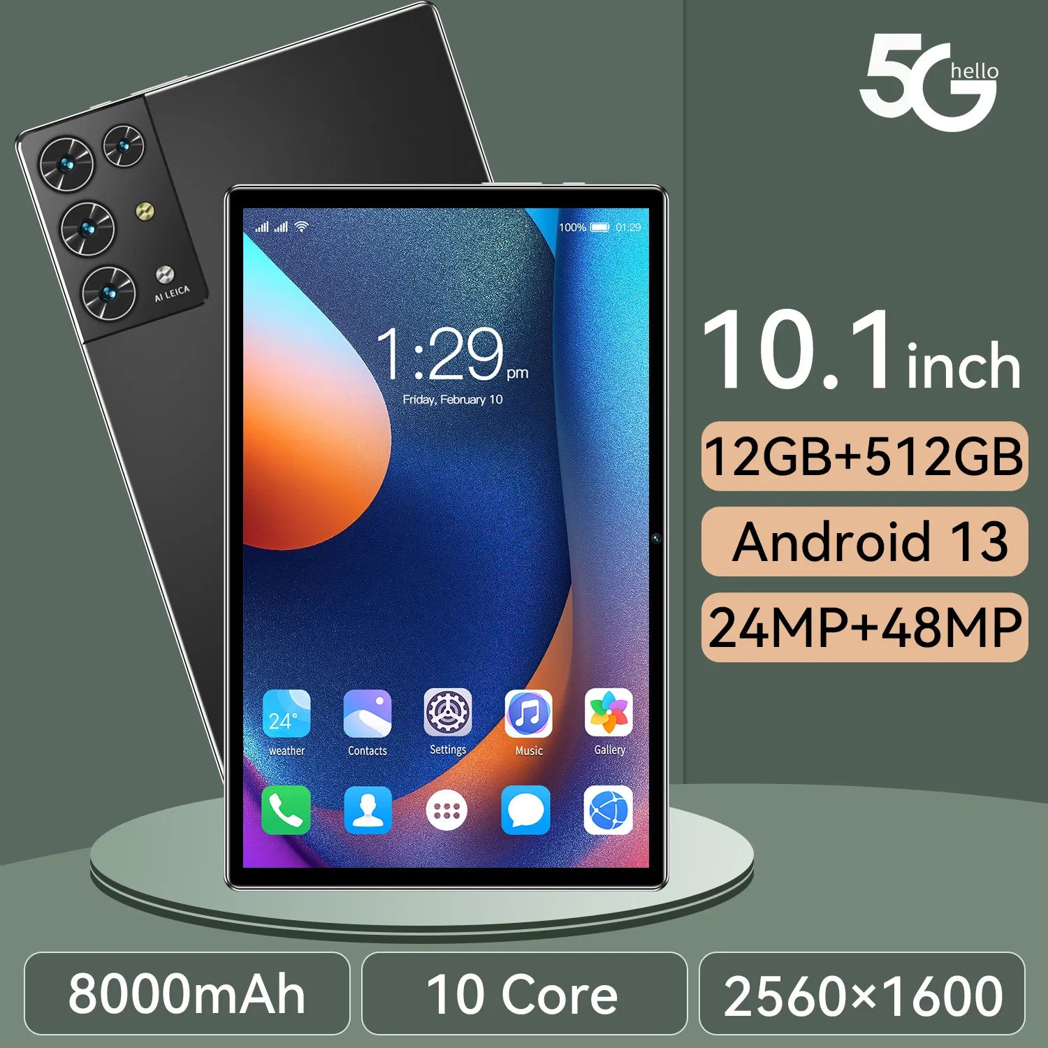 2023 New 5G Tablet PC, S30pro, 10.1 inch, 512GB large flash memory, Android Tablets, Dual Cards, 8000mAh Laptops, wifi GPS